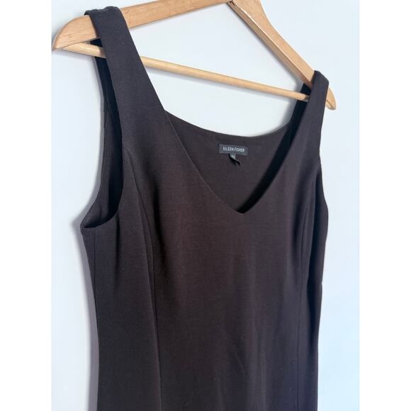 EILEEN FISHER Viscose Stretch Ponte chocolate brown blazer + dress 2pc suit set - Picture 13 of 15